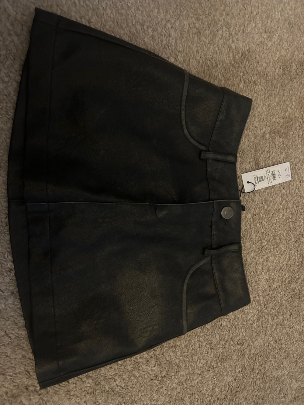 Black Faux Leather Mini Skirt